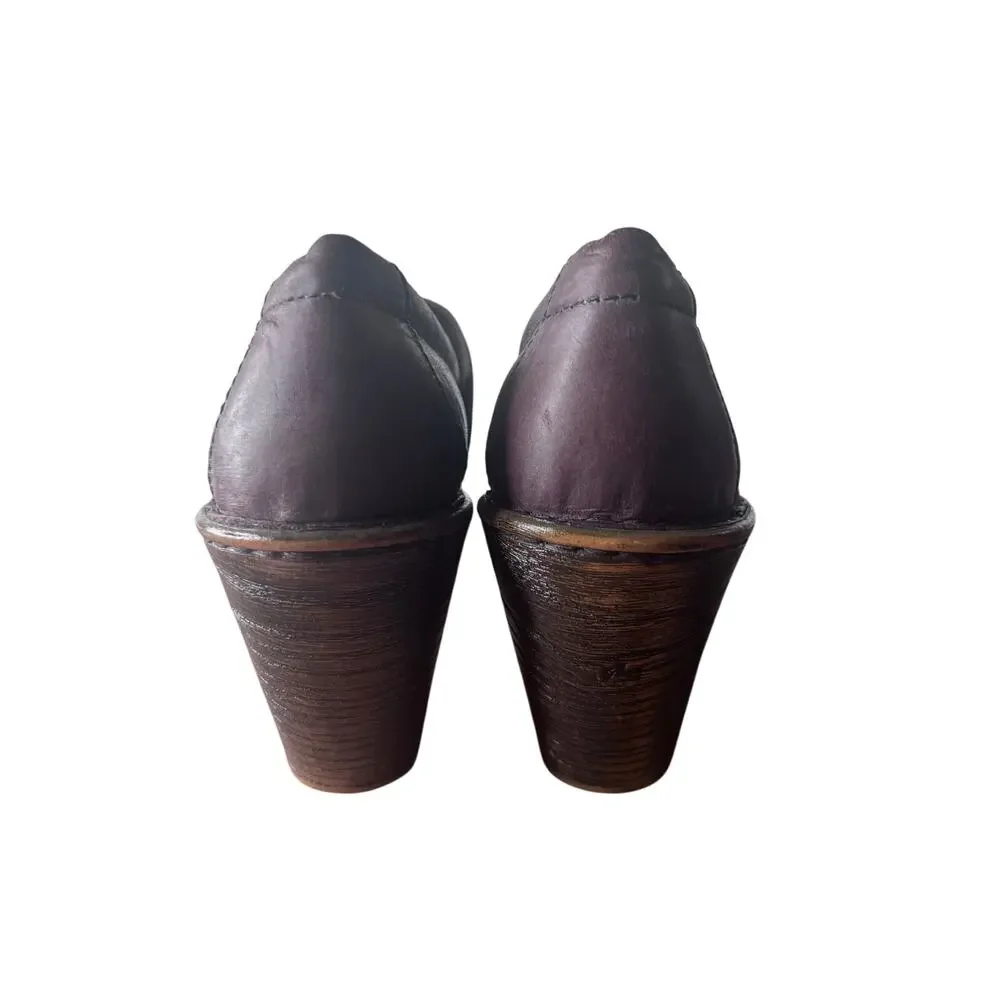 Born Haddon Platform Clogs Women's 8.5 Brown‎ Leather Mule Heel